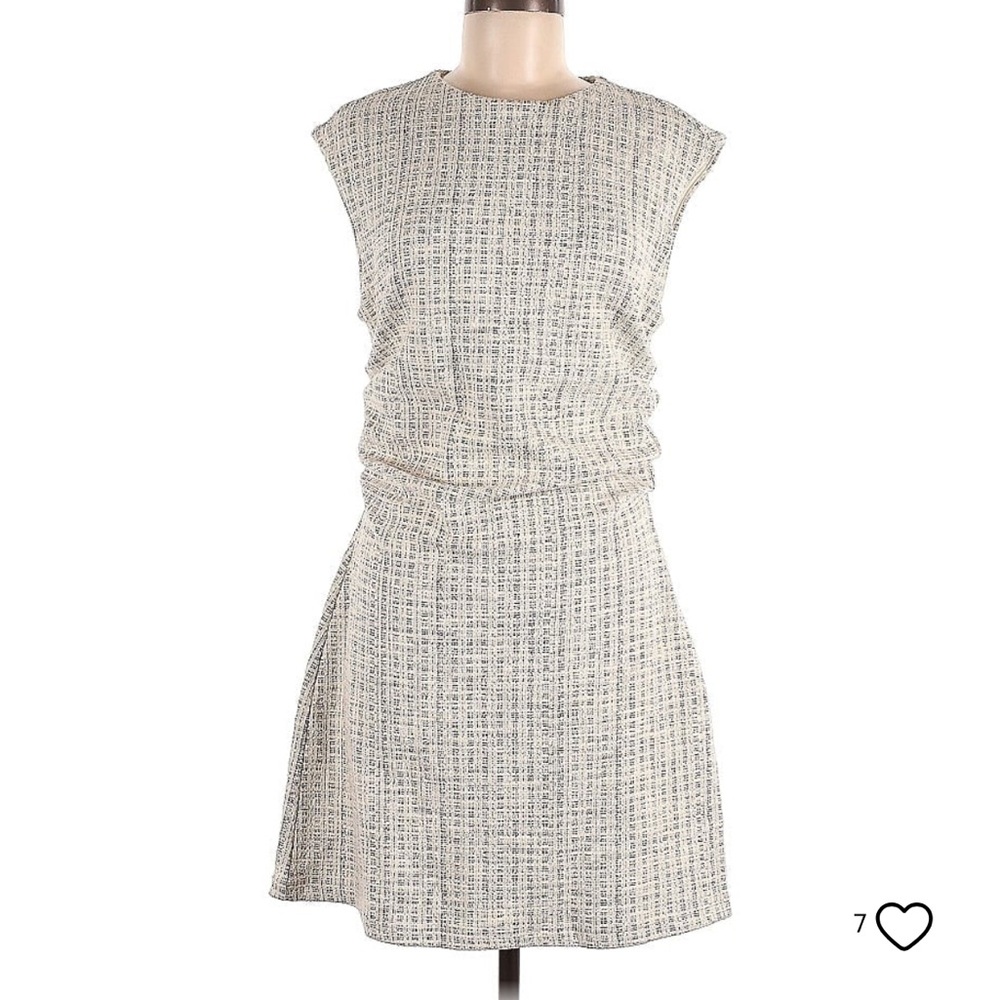 H&M Ruched Tweed Lightweight Office Dress L